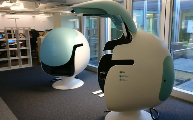 Le e-Bulle, un cocon qui permet de s'isoler pour travailler (photo Leet Design) Le e-Bulle, un cocon qui permet de s'isoler pour travailler (photo Leet Design)