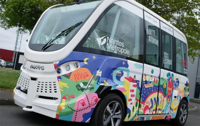 La navette autonome Navya, mise en service à Nantes et guidée par les systèmes Neavia Lacroix (Photo Nantes St Nazaire Développement)