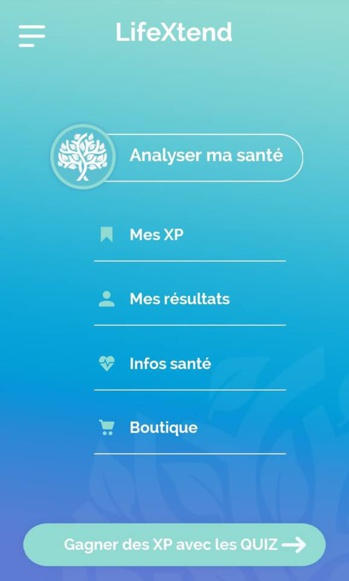 copie d'écran page d'accueil de l'application