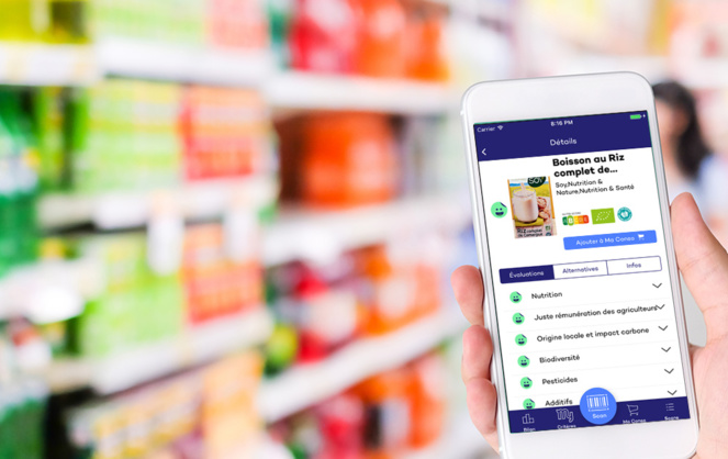Une application simple qui permet de choisir un produit en fonction de ses attentes en matière de santé, environnementales, sociétales