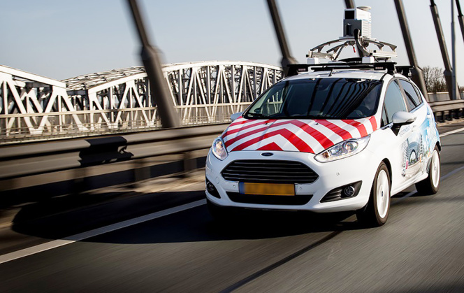 La voiture qui circule dans les rues d'Orléans pour effectuer la captation des images (Photo Cyclomedia)