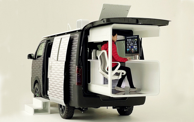 Le bureau mobile pour télétravailleur selon Nissan (Photo Nissan) Le bureau mobile pour télétravailleur selon Nissan (Photo Nissan)