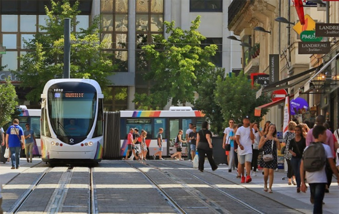 La première ligne de tramway en circulation dans le centre ville d'Angers (Photo ALDEV) La première ligne de tramway en circulation dans le centre ville d'Angers (Photo ALDEV)