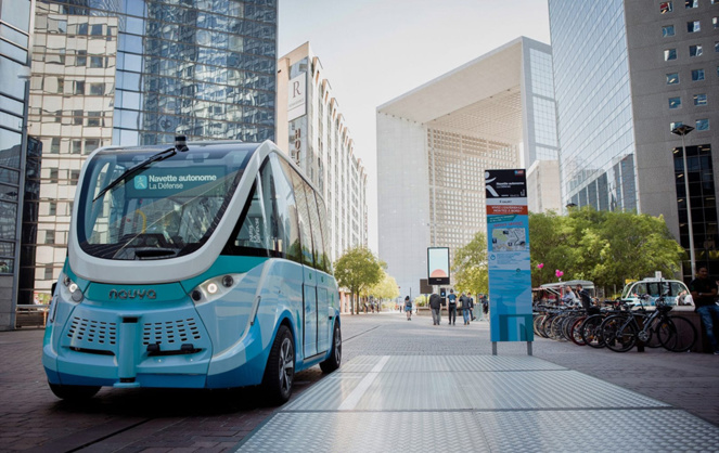 La navette autonome, sans conducteur, développée par le constructeur Lyonnais Navya (photo Navya Tech)