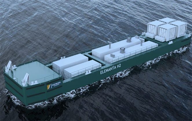 La barge Elementha H2 (image de synthèse Sofresid Engineering) La barge Elementha H2 (image de synthèse Sofresid Engineering)