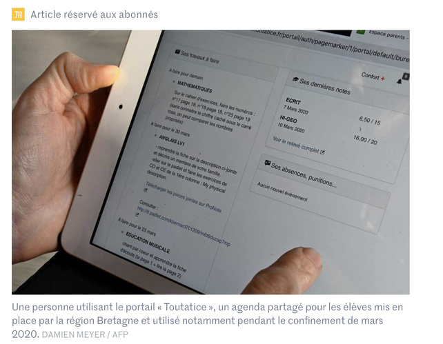 A l’école, l’éducation nationale tente de limiter l’emprise des Gafam (Le Monde) A l’école, l’éducation nationale tente de limiter l’emprise des Gafam (Le Monde)