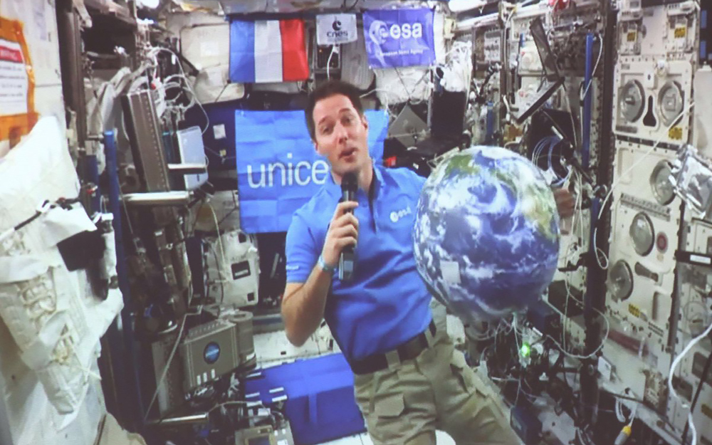 Thomas Pesquet lors de la retransmission (photo extraite de la vidéo de l'opération) Thomas Pesquet lors de la retransmission (photo extraite de la vidéo de l'opération)
