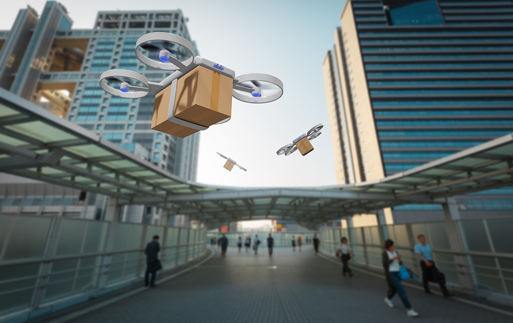 Quand les drones d'Amazon circuleront dans le ciel de nos villes (Photo Adobe stock)