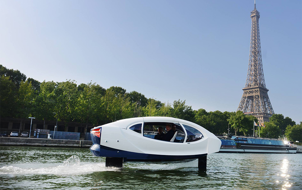 La navette fluviale SeaBubble lors des essais réalisés en mai dernier sur la Seine (Photo SeaBubble)