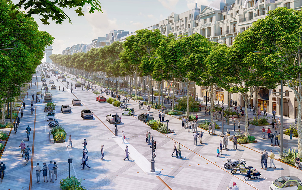 projet d'aménagement des Champs-Élysées (Perspective © PCA-STREAM)