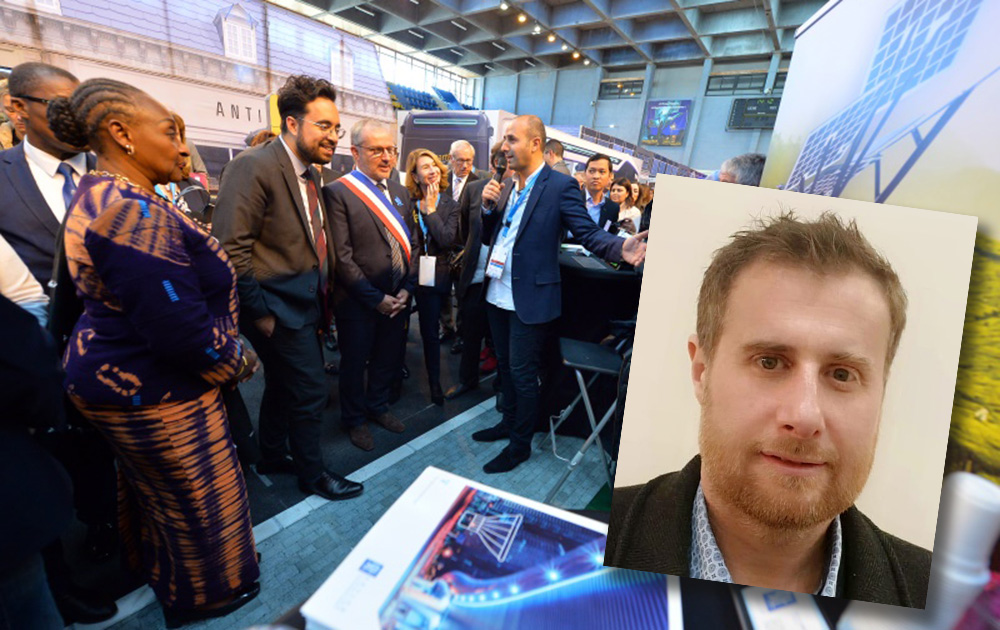 Jérémie Nestel en médaillon, devant l'inauguration du SIIViM de Nevers, avec le secrétaire d'Etat au Numérique de l'an dernier : Mounir Mahjoubi (Photo Nevers Agglo)