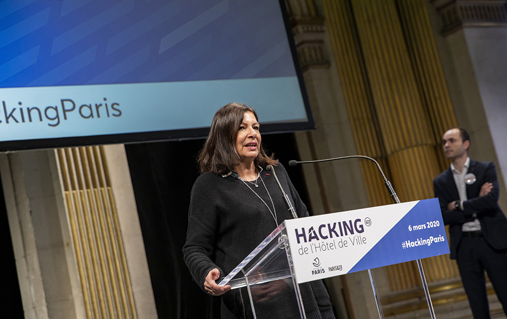 La Maire de Paris, Anne Hidalgo lors de l'ouverture de la 6e édition du Hacking de la Ville de Paris (Photo Paris&Co)